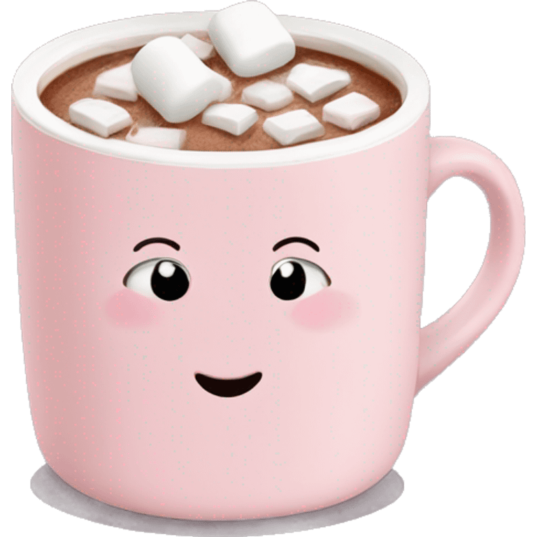 Light Pink mug of hot chocolate with marshmallows  emoji