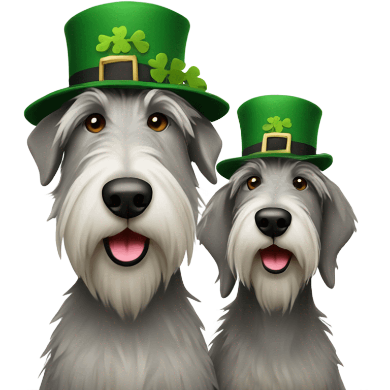 2 irish wolfhounds with hats  emoji