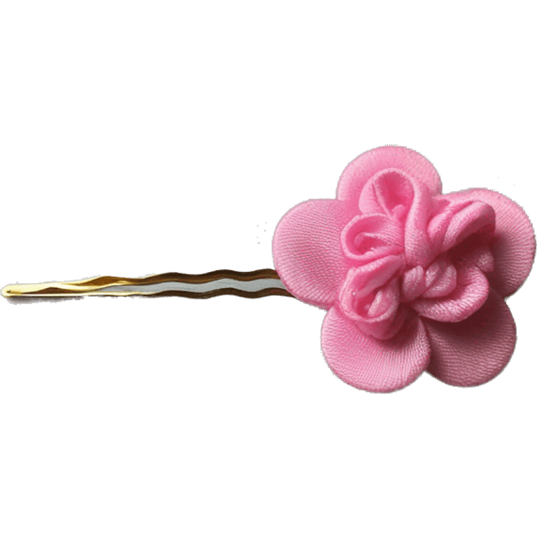 handmade hairpin pink color, cloth plated, flowers print emoji