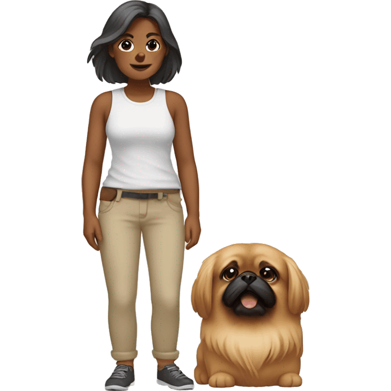 Women with Pekingese emoji