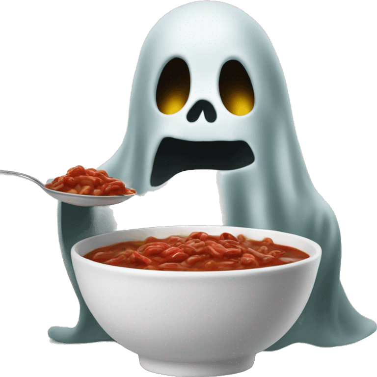 The ghost of christmas past eating a bowl of chili emoji