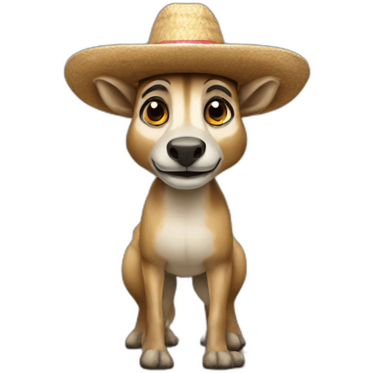 Suricate on donkey wearing Mexican hat emoji