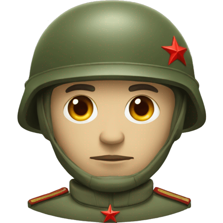 ussr soldier serious with military helmet with red star emoji