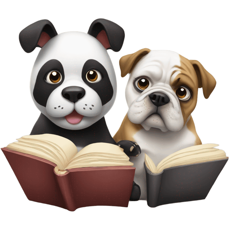 Panda and a bulldog reading emoji