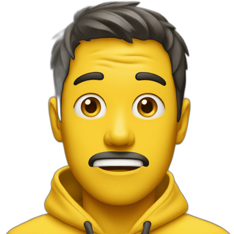 guy in a yellow hoodie is shocked emoji