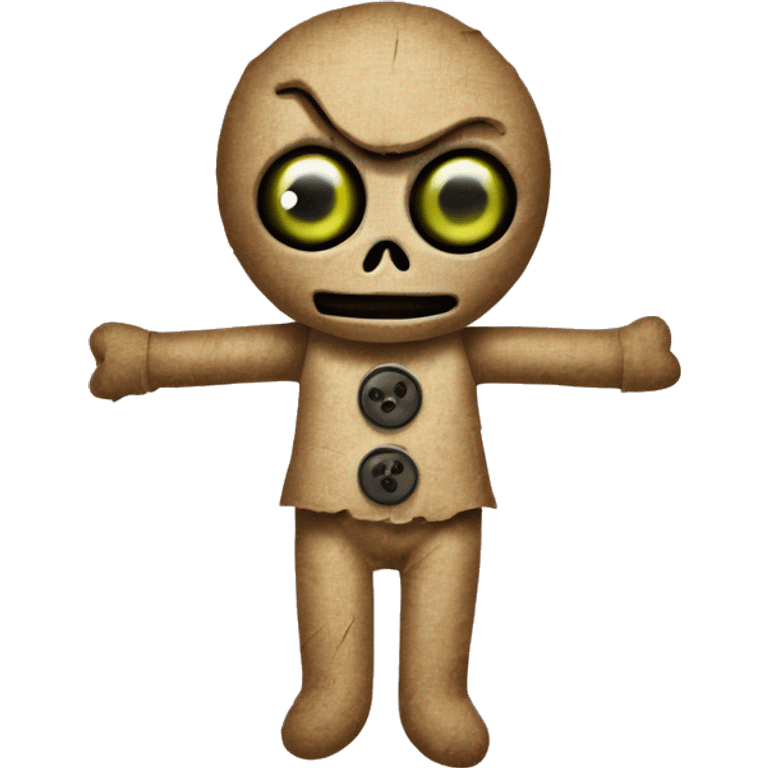 Voodoo doll with buttons for eyes emoji