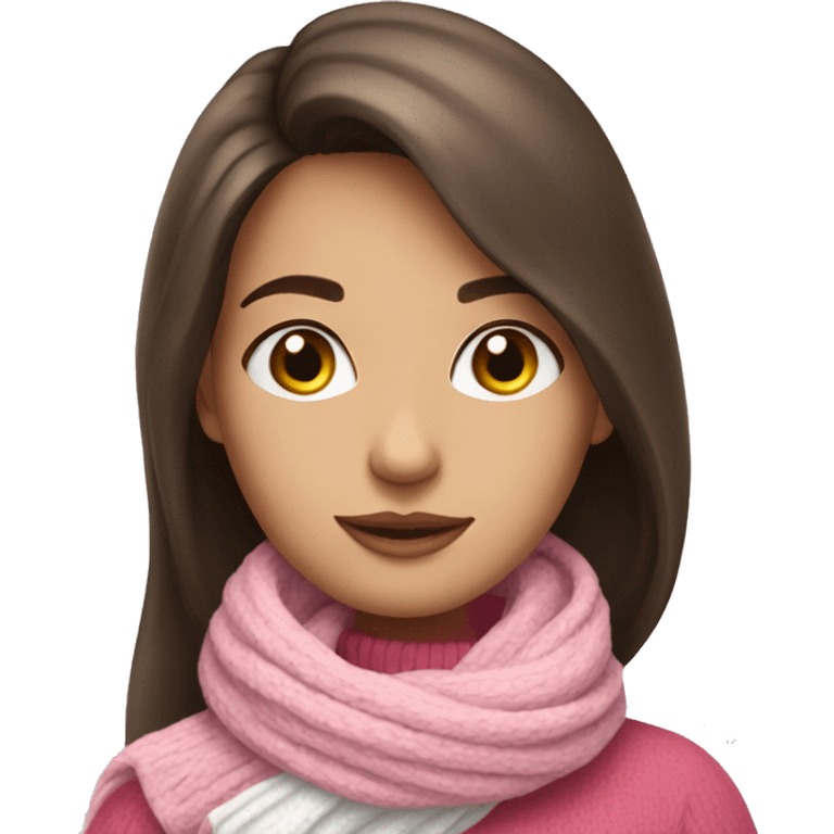 Brunette girl in pink jumper and white scarf  emoji