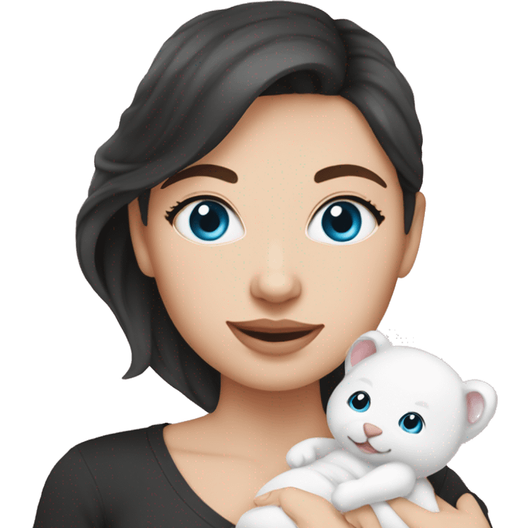 mom holding newborn baby girl with blue eyes and white skin baby dark hair white skin newborn girl pink emoji