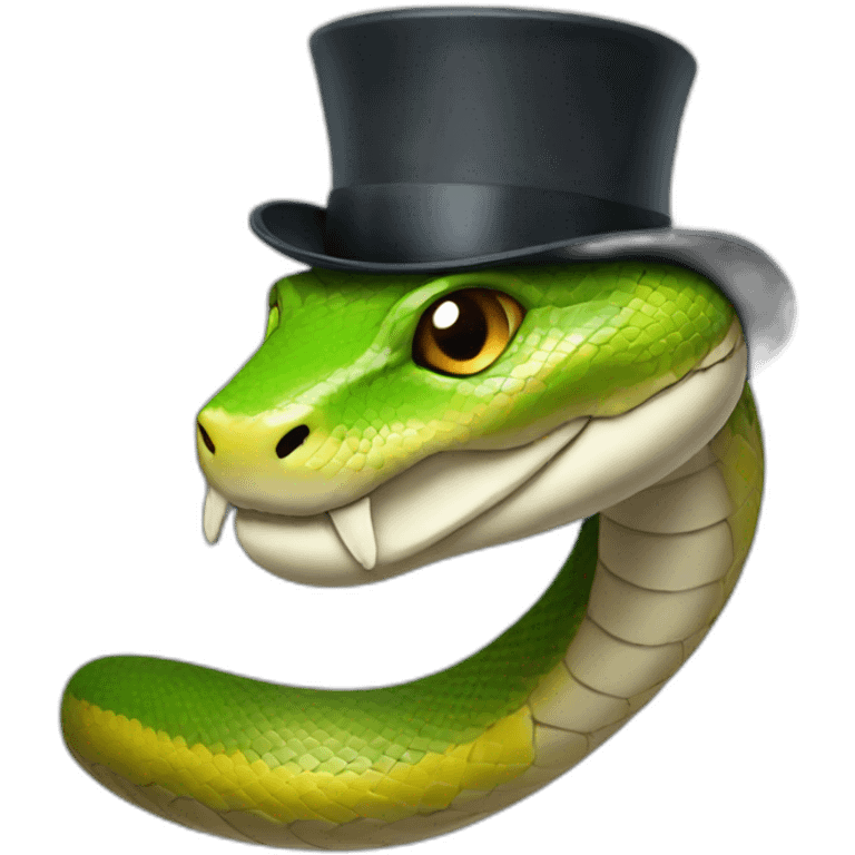 Snake wearing top hat emoji