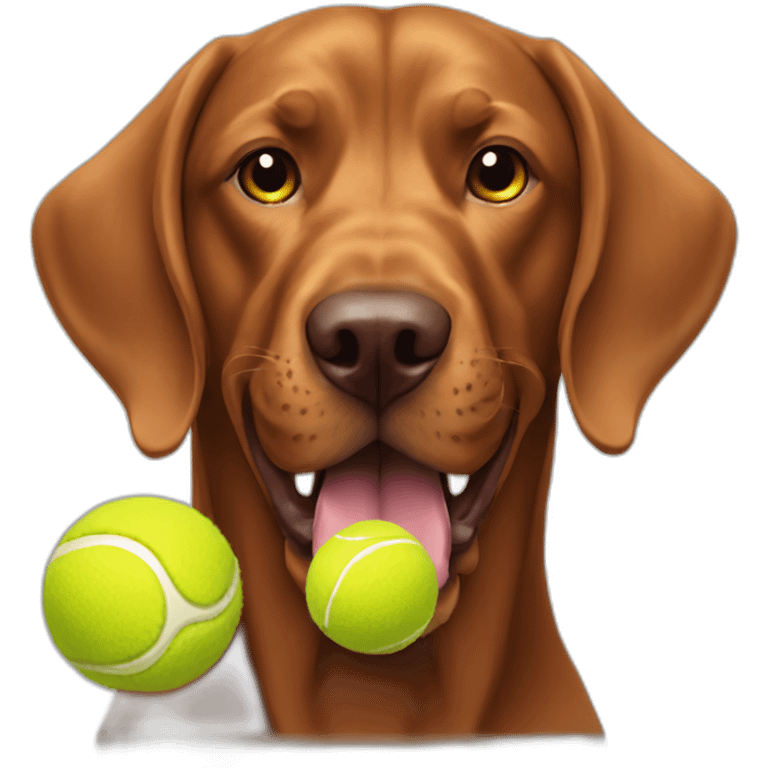 vizla dog playing with tennis ball emoji