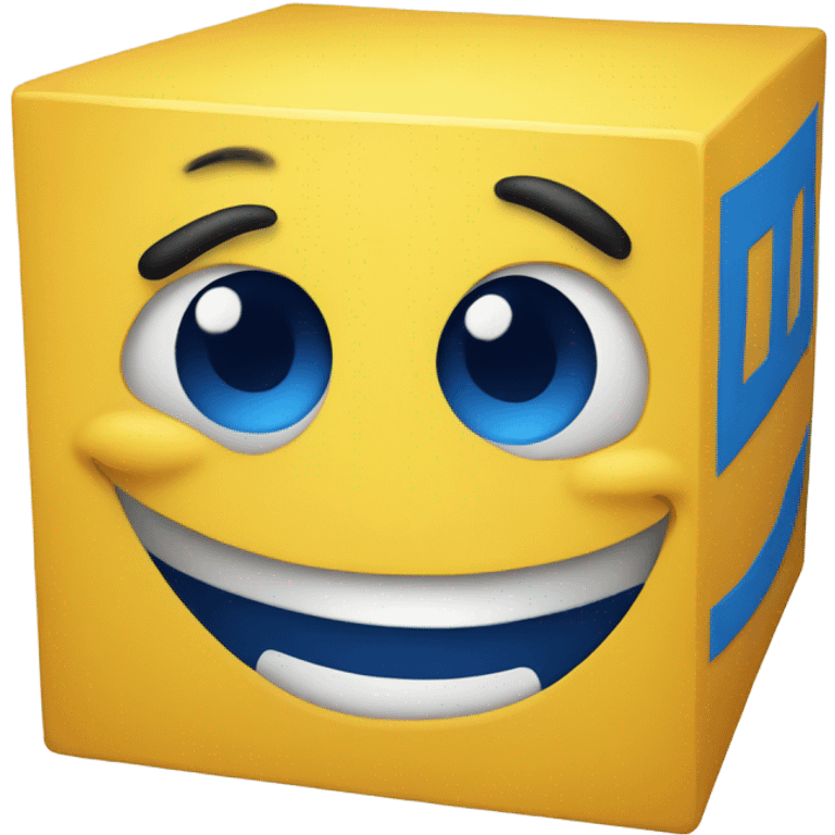 Yellow cube with a blue line mouth emoji