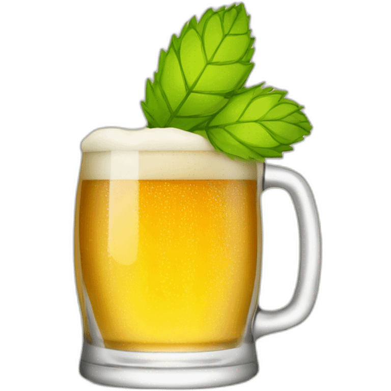 A small glass of beer with hop logo on the glass  emoji