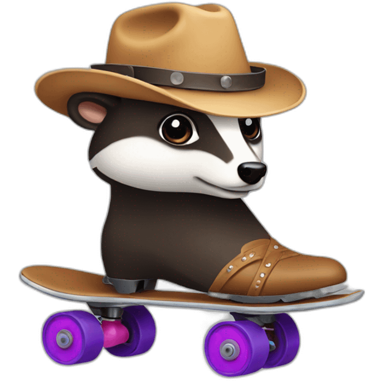 Badger with rollerskate and a cow-boy hat emoji