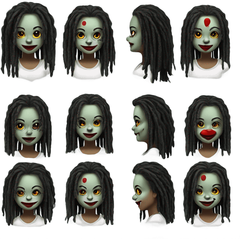 Joker Clown girl, black dreadlocks emoji