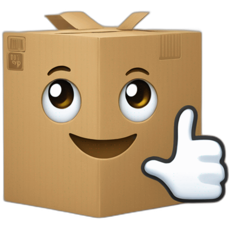 Video icons, camera, logos, likes, thumbs up, marks, views, coverage, applause fly out of a Cardboard box emoji