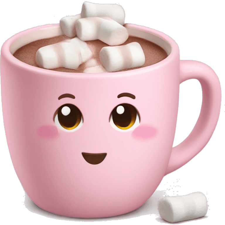 Light Pink mug of hot chocolate with marshmallows  emoji