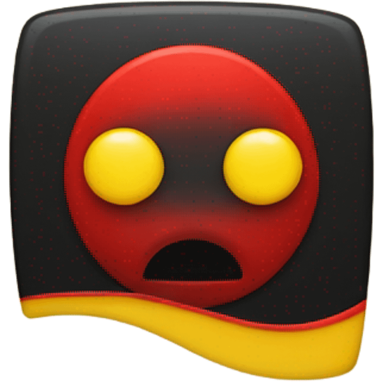 A wavy black and red rectangle with a medium sized yellow circle in the middle emoji