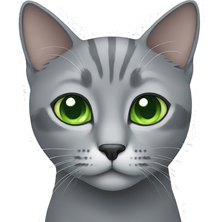 gray cat with green eyes emoji