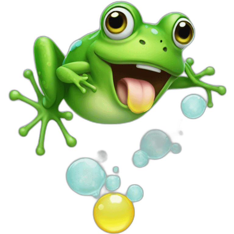 Frog farting bubbles and green gas emoji