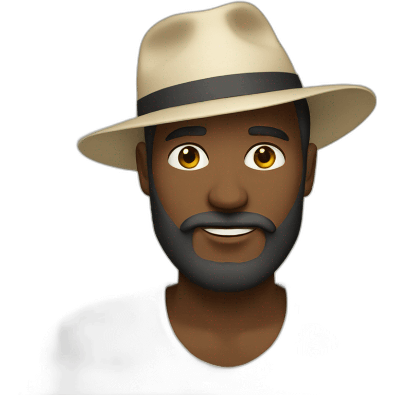 Man with beard Men wearing ecru Panama hat emoji