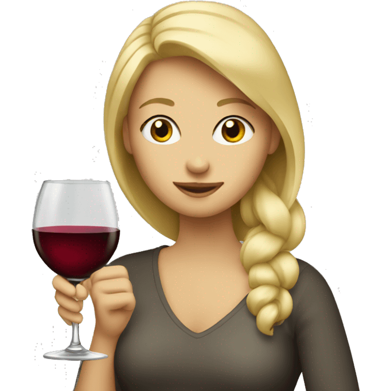 Blonde girl drinking wine  emoji