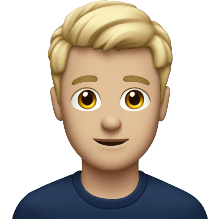 Blonde guy in navy blue sweater working on a Mac  emoji