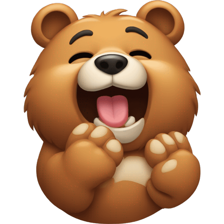 bear giggling with paw over mouth emoji