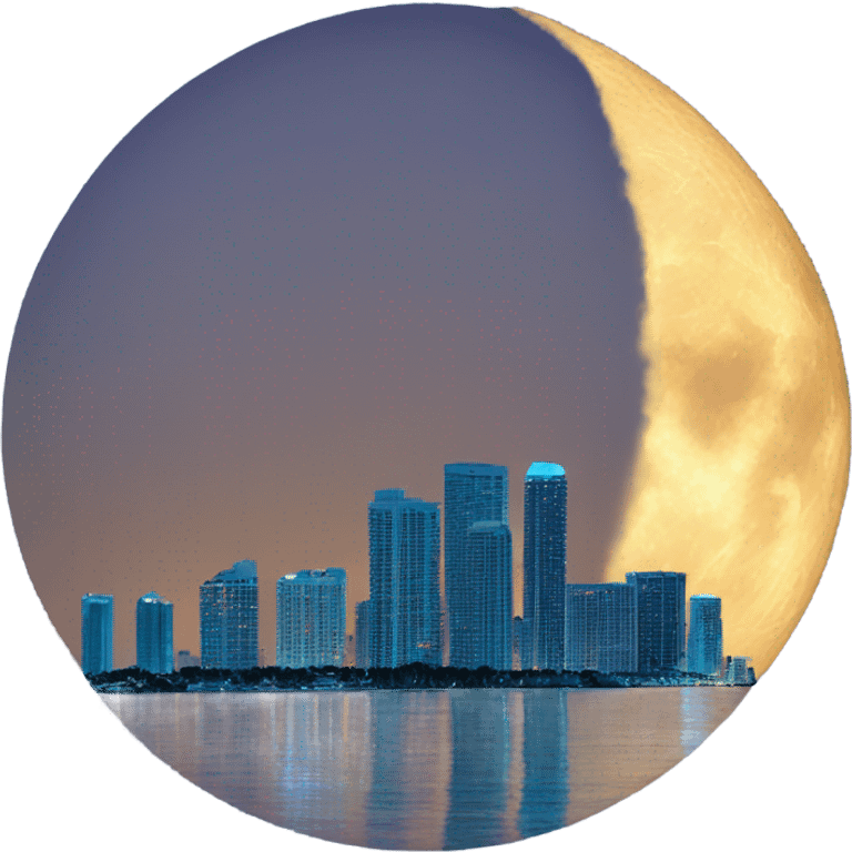 Blue moon arising over Miami emoji