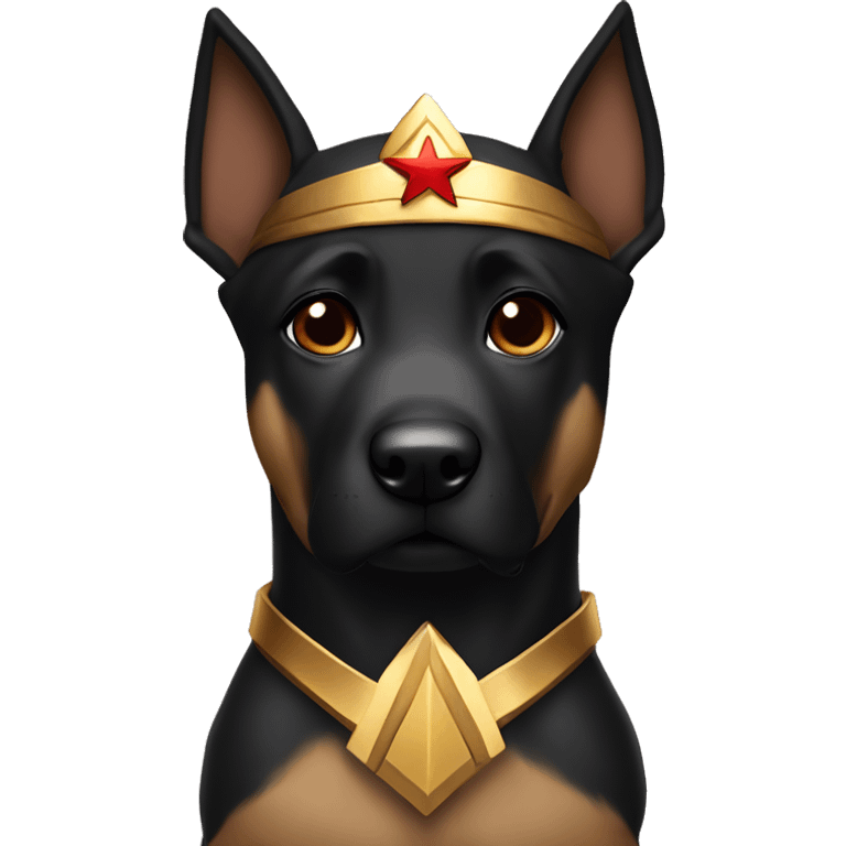 Black faced Malinois in Wonder Woman costume emoji