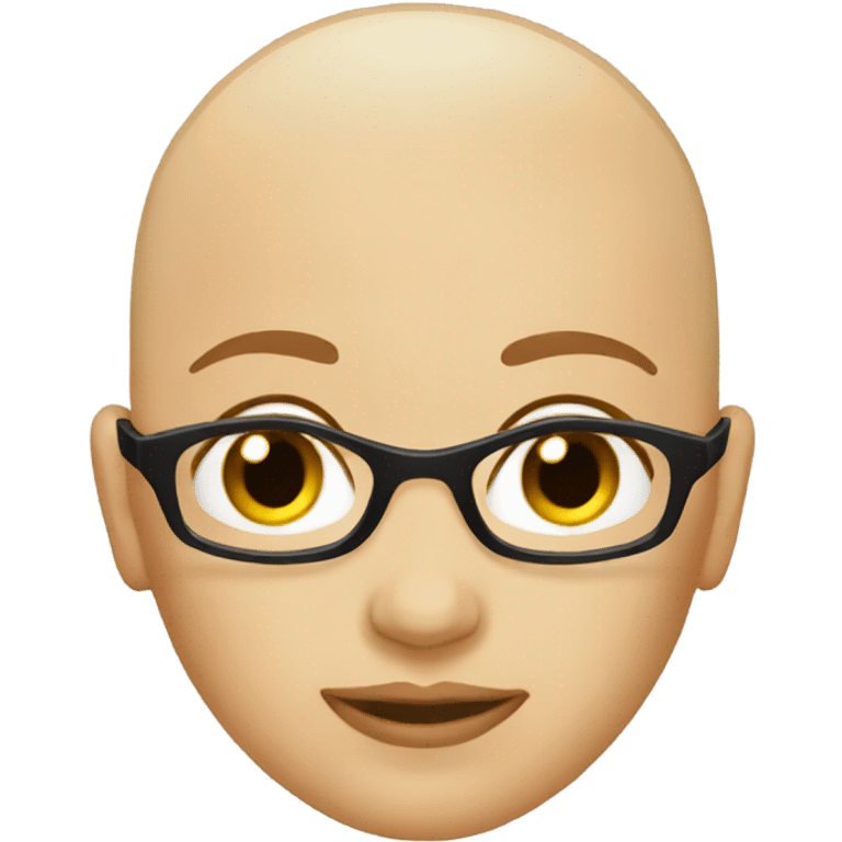 Bald head female black frames  emoji