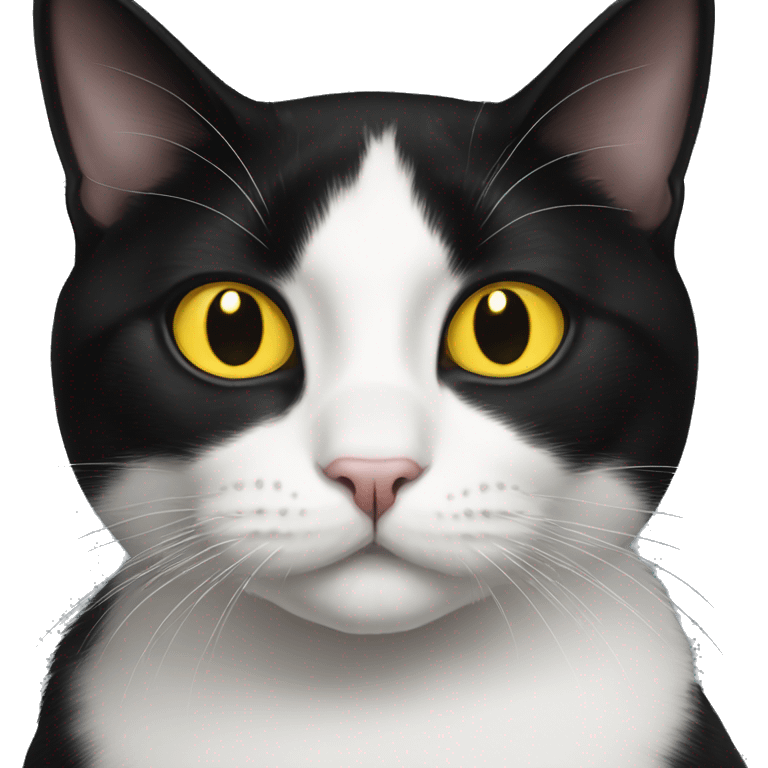 Tuxedo cat with yellow eyes emoji