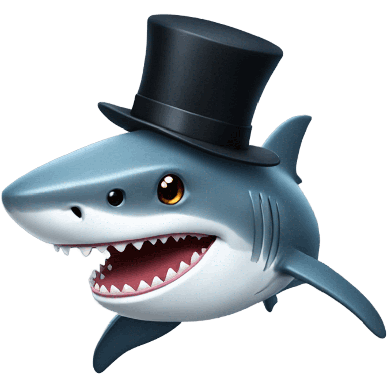 Shark with a top hat emoji