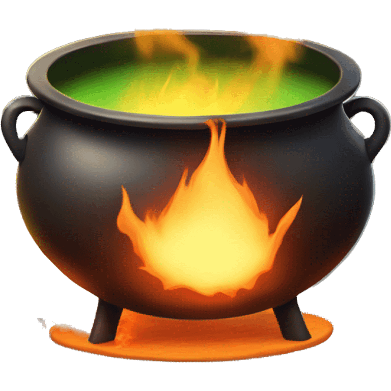 witch's cauldron on fire with boiling potion emoji