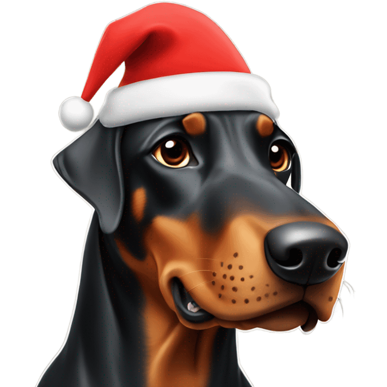 Doberman in santa hat emoji