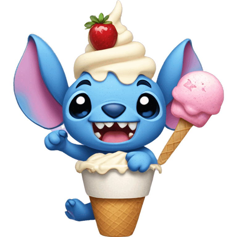 Stitch with ice cream emoji