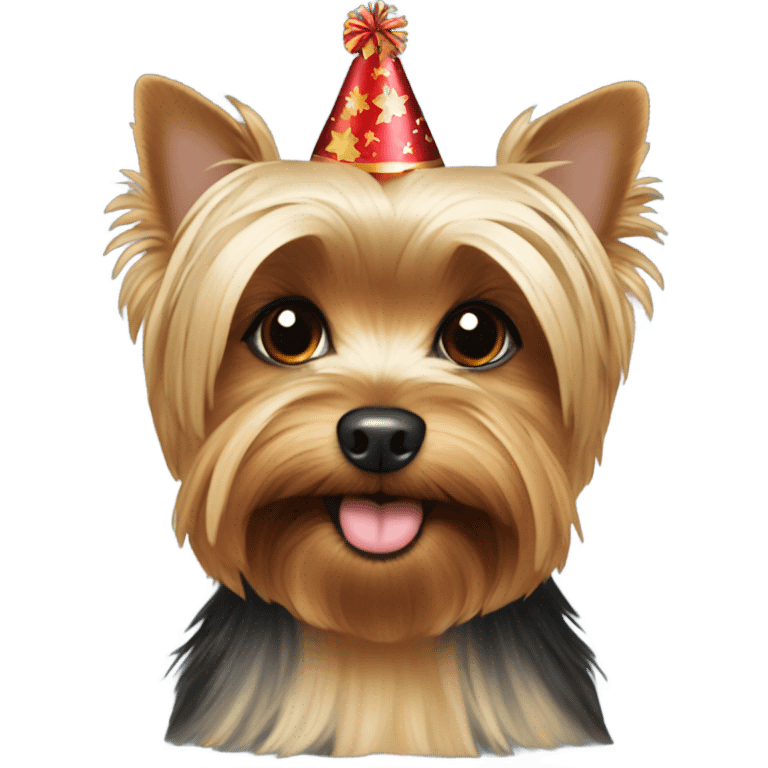 Yorkie celebrating New Year’s Eve  emoji