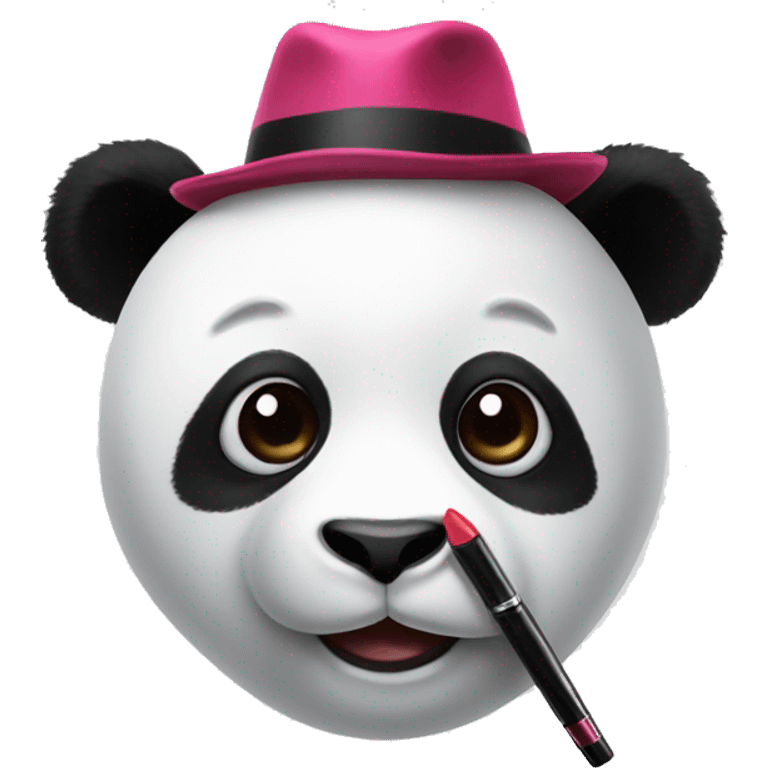 panda with lipstick and hat emoji