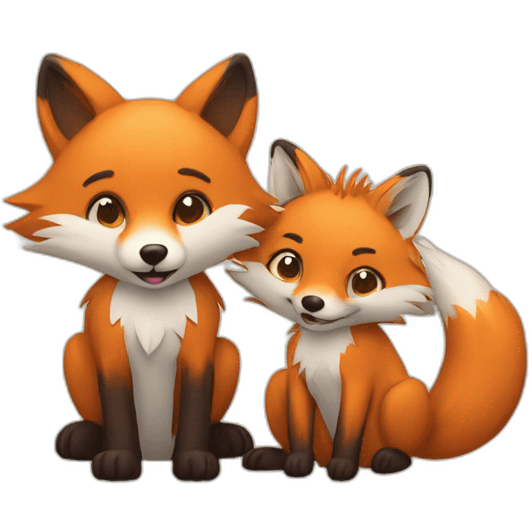 fox with hedgehog follin love emoji