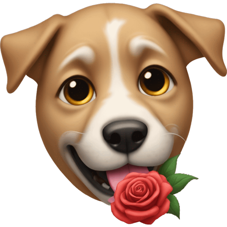 Dog with a rose in its mouth emoji