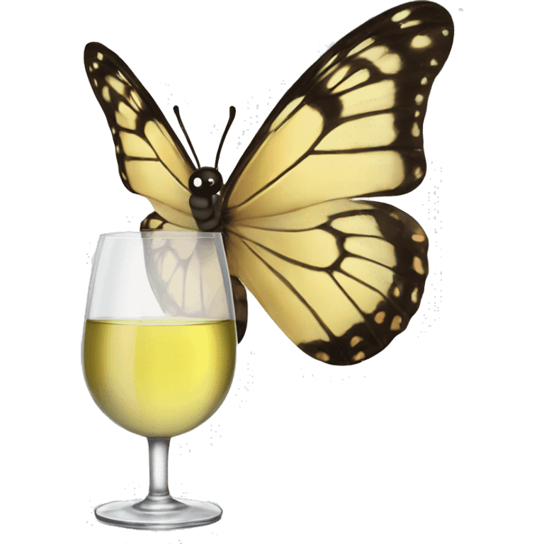 Butterfly with glass of white wine emoji