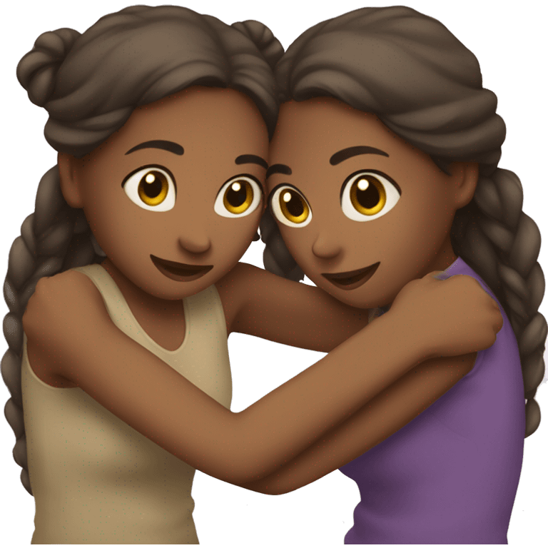 Two brown girls hugging emoji