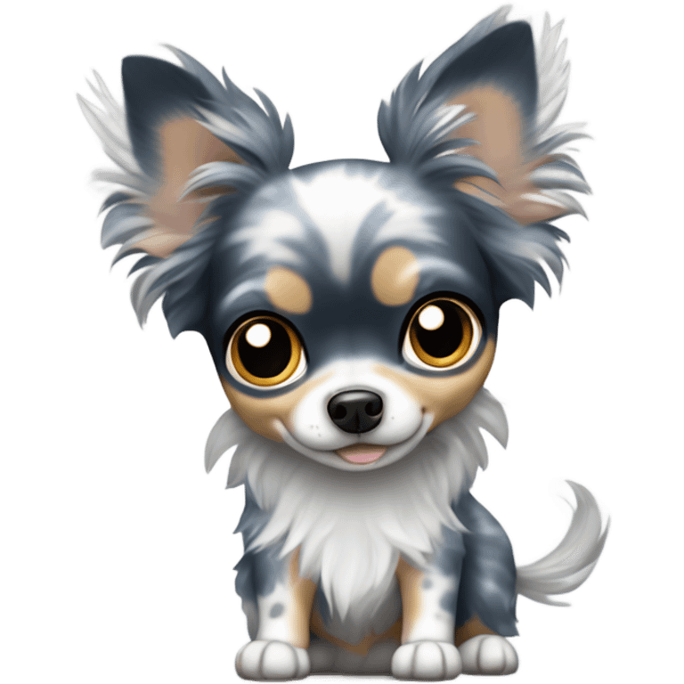 Blue merle chihuahua long hair with spotted face emoji