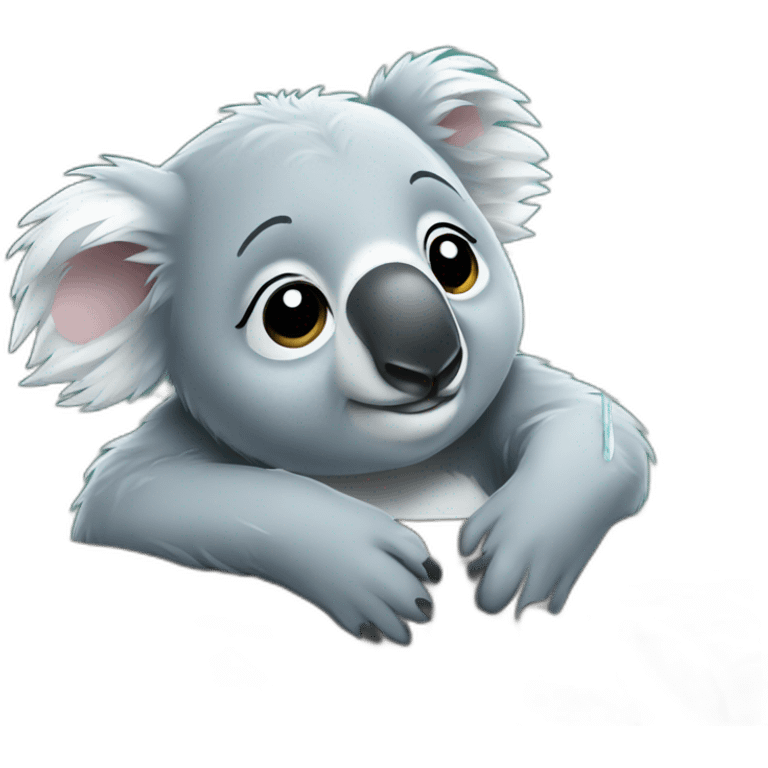 Koala soaking wet with tears of grief emoji