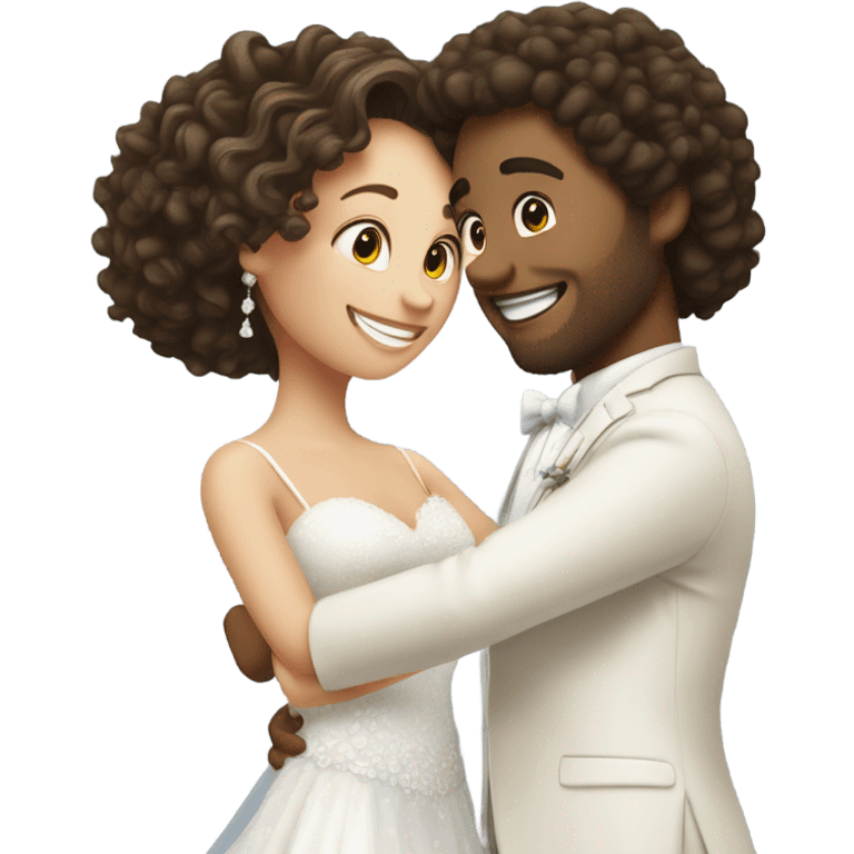 first dance wedding curly man and brunette woman emoji