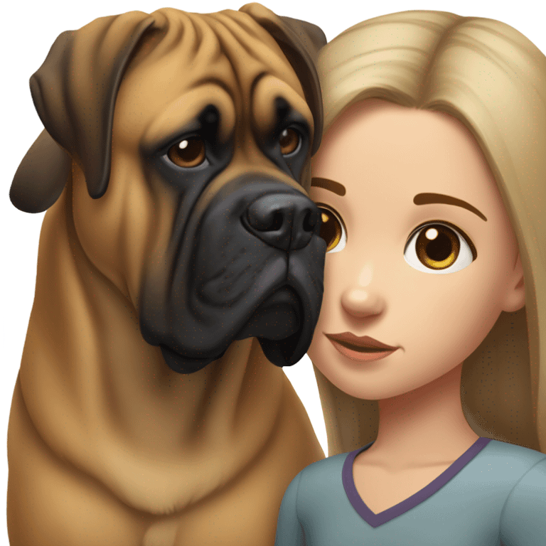 realistic portrait of girl with bullmastiff emoji