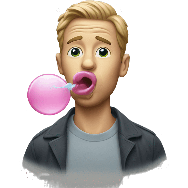 White man blowing bubble gum emoji