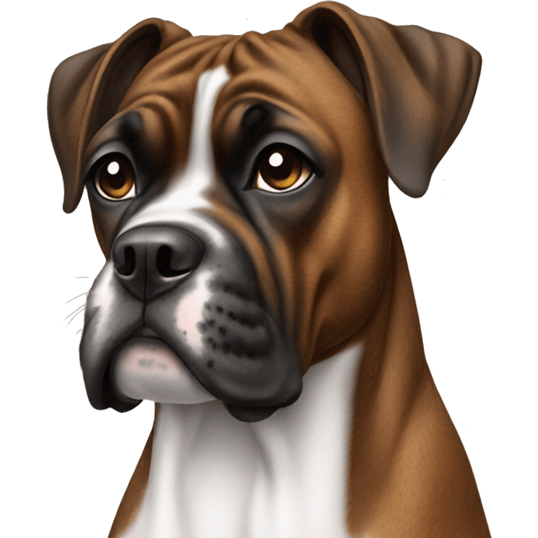 Brindle boxer dog with white flash on right side of face  emoji