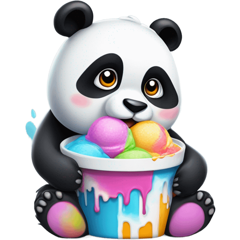 Panda eating ice cream emoji