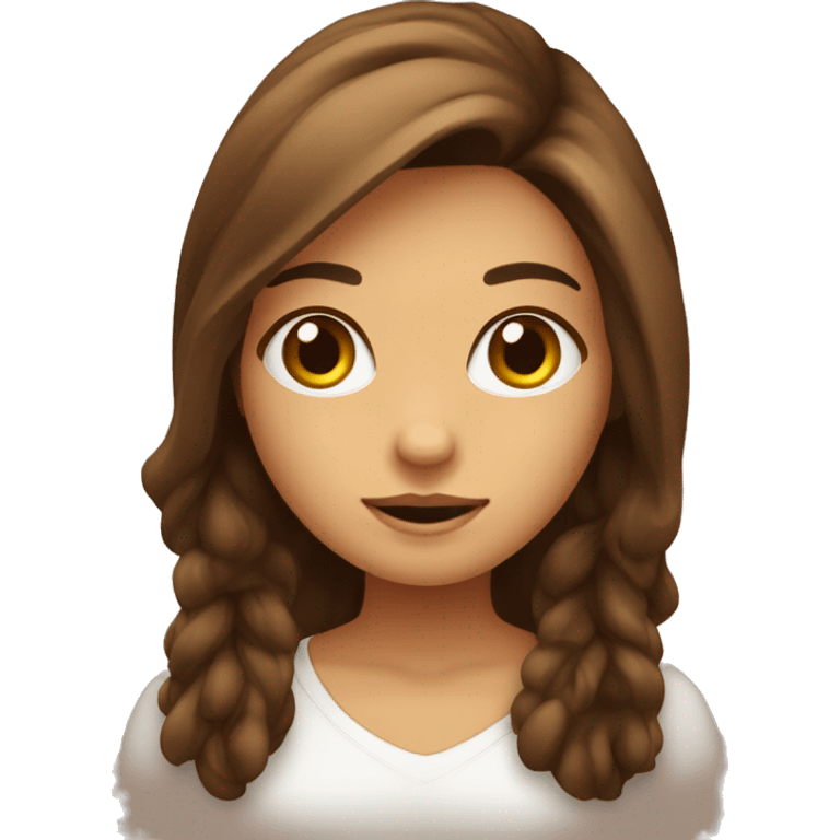 menina de cabelo liso e marrom com olhos castanhos emoji