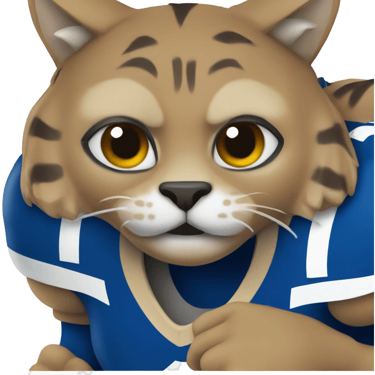 wildcat wearing blue football jersey emoji